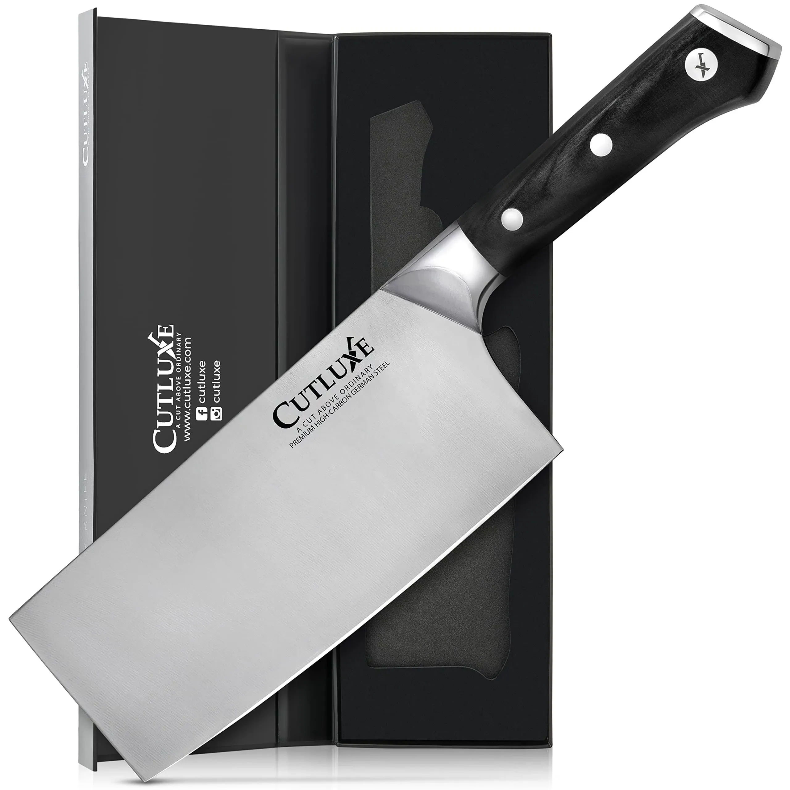 Cutluxe Cleaver Knife - 7" Meat Cleaver, Butcher Knife for Meat Cutting – Razor ...