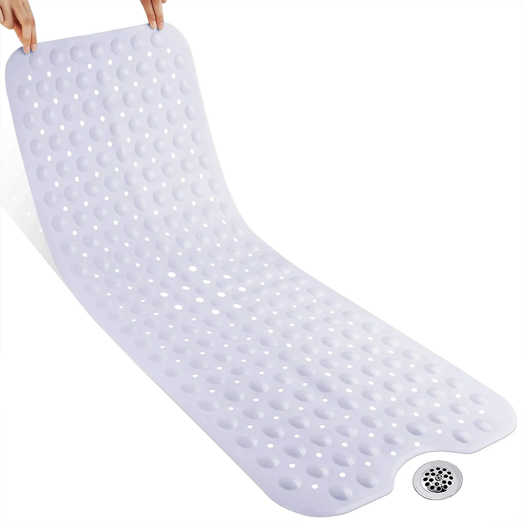 Yimobra Original Bathtub Mat Non Slip, Extra Long Bath Mat for Tub with Big Suction Cups and Drain Holes, Machine Washable Tub Shower Mats for Bathroom 16 x 40 Inches, Phthalate Latex Free, Monstera