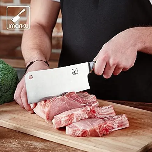 imarku Cleaver Knife 7 Inch Meat Cleaver - SUS440A Japan High Carbon Stainless Steel Butcher Knife with Ergonomic Handle, Ultra Sharp, Useful Kitchen Gadgets for Home and Restaurant, Christmas Gifts