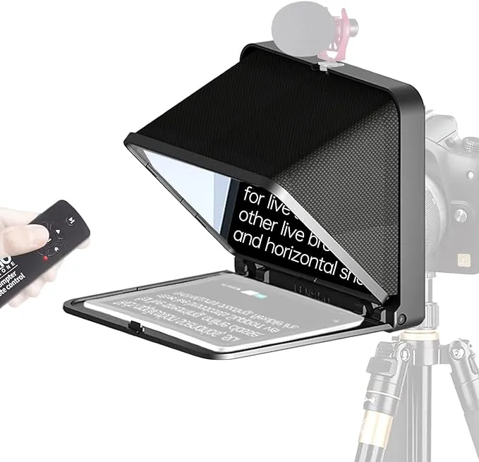 LENSGO Portable Teleprompter for iPad Tablet Smartphone DSLR Camera 8'', APP Compatible with iOS & Android System for Online Teaching Vlog Live Streaming Interview (TC7 for phond/ipad/Camera)