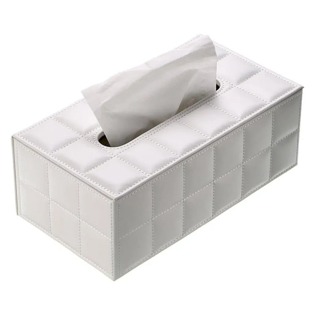 Sumnacon Stylish PU Leather Tissue Box Holder, Rectangular Napkin Holder Pumping ...