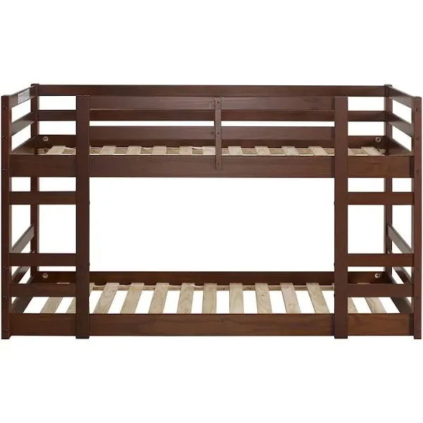 Walker Edison Alexander Classic Solid Wood Stackable Jr Twin over Twin Bunk Bed, Twin over Twin, Walnut