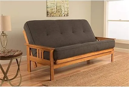 Kodiak Furniture Monterey Futon with Linen Fabric Mattress in Butternut/Gray