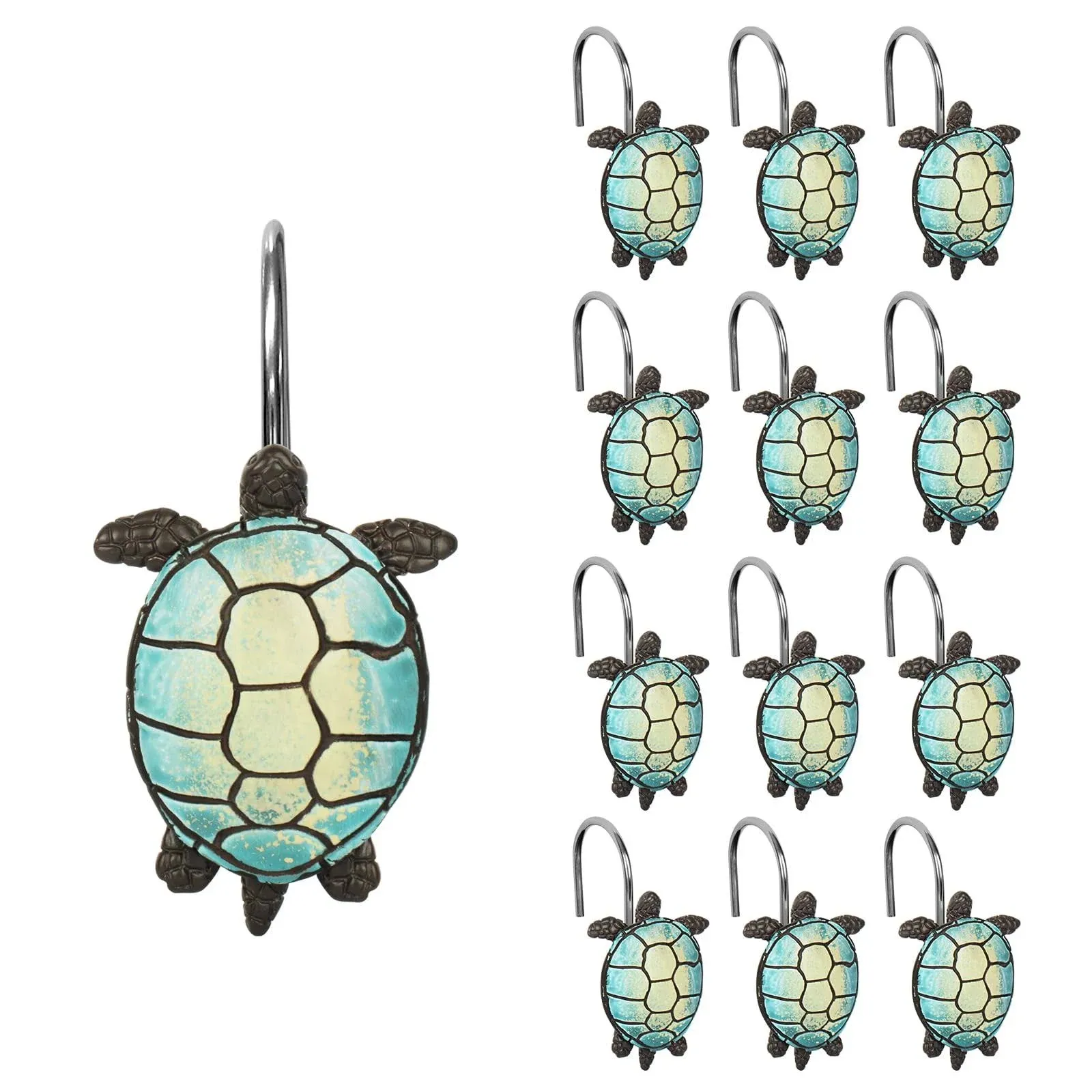 Sunlit Tilt Sea Turtle Shower Curtain Hooks