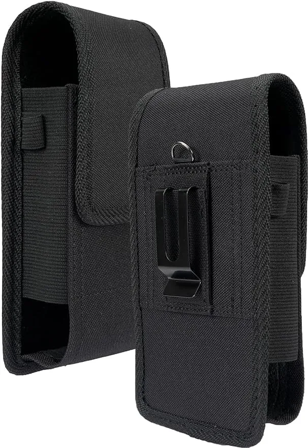 Harness Case for Zebra TC77 Scanner, Nakedcellphone Black Rugged Canvas Pouch Vertical Holster Holder Metal Clip and Secure Belt Thread Magnetic Closure for TC75 TC72 TC70 TC70X TC51 TC56 TC52 TC57