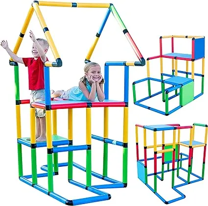 Funphix Kid's Playground Slide Set - Montessori Jungle Gym - STEM Buildable Climbing Toys for Toddlers 2-12 - Indoor & Outdoor Playhouse, 296 Pieces Deluxe Set