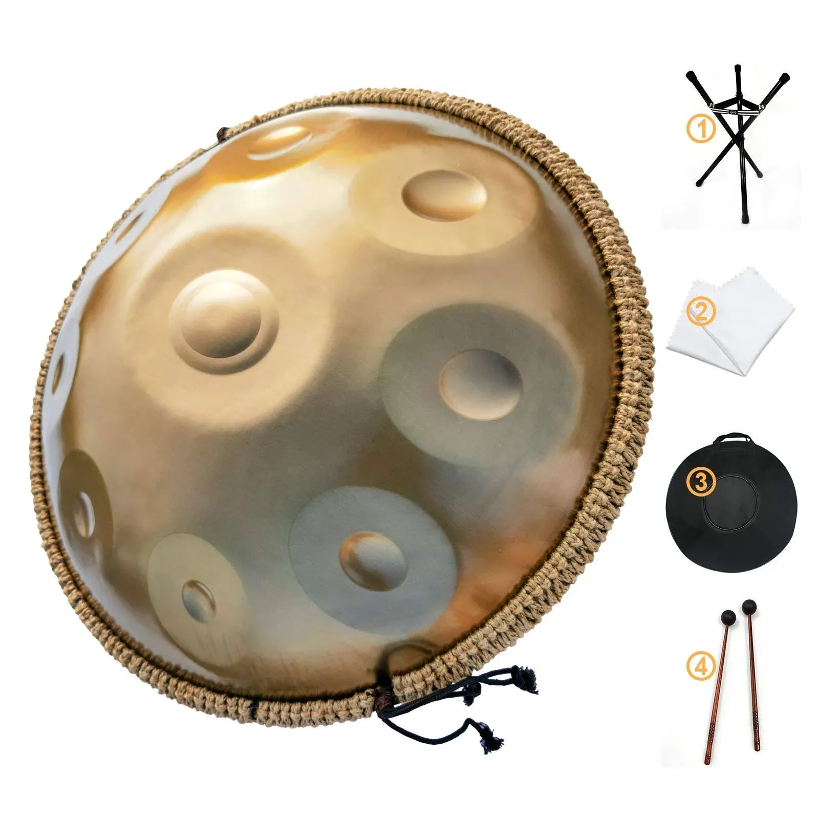 Handpan drum instrument in D Minor 9 Notes 22 inches Steel Hand Drum with Bag