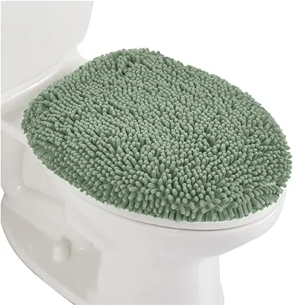 Gorilla Grip Soft Chenille Bathroom Toilet Lid Cover, Machine Washable Seat Covers, 17.5x15, Stays in Place Rubber Backing, Fits Most Round, Elongated and Oblong Lids, Accessories Decor, Sage Green