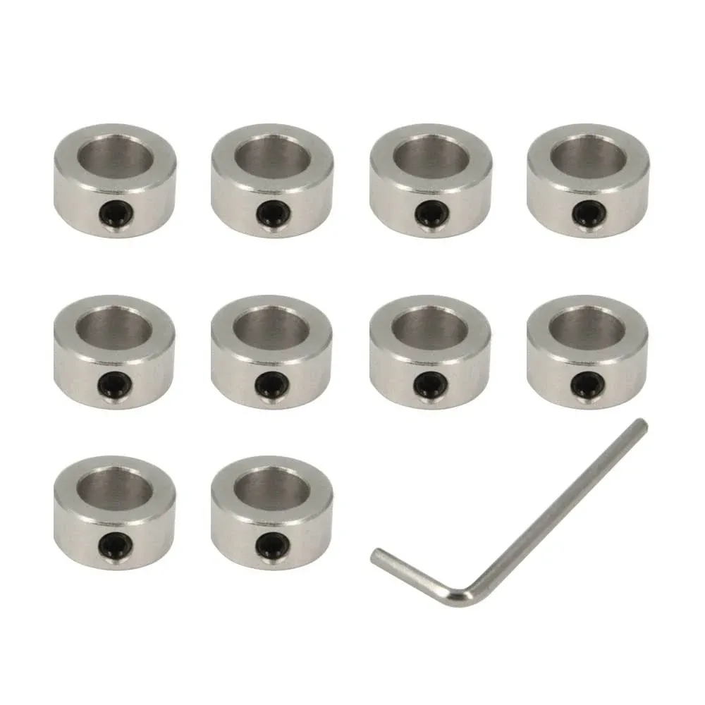 10 Pcs Lock Collar 10mm Shaft Lock Collar T10 Lead Screw Lock Ring for CNC Parts (10mm-Silver)