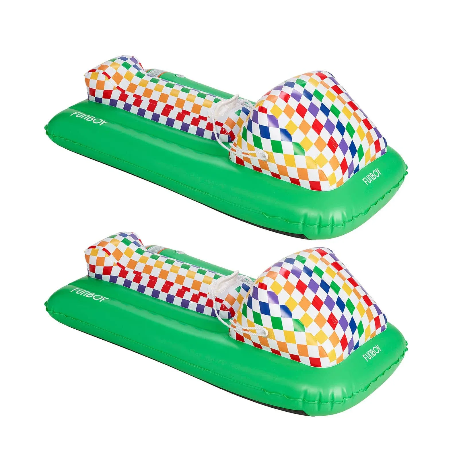 Rainbow Checkered Skimobile Sled - 2 Pack