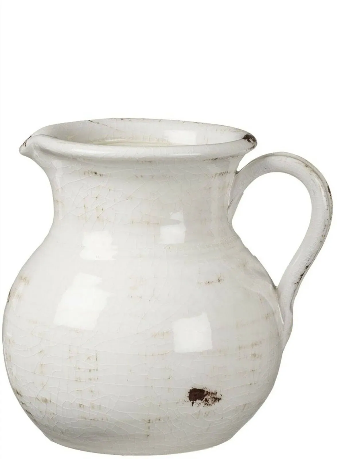 Sullivans Distressed White Ceramic Pitcher