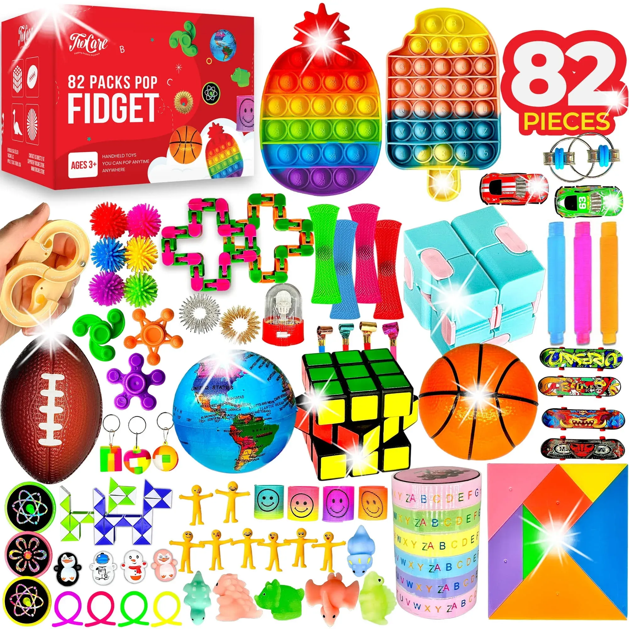 TwCare (82 Pcs) 2023 Upgraded Fidget Toys Set Party Favors Pop It Its Sensory ...