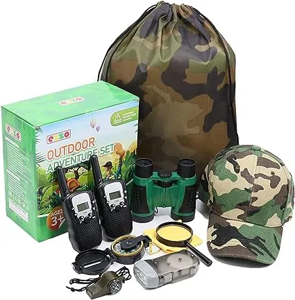 Outdoor Adventure Set for Kids - Camouflage Camping Exploration Toys with Walkie-Talkies - Backyard Explorer Gear for Boys and Girls