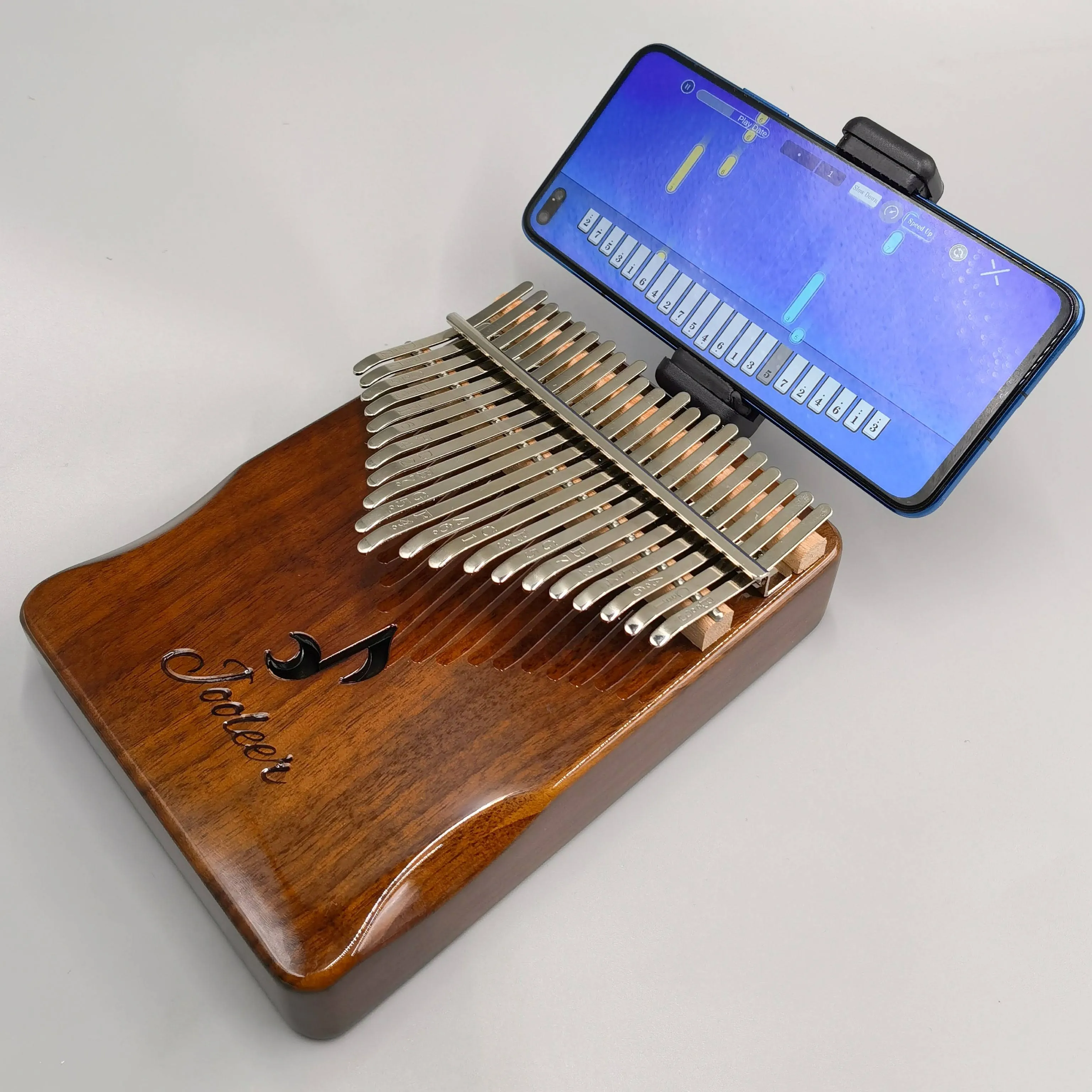 21 Keys Solid Kalimba with App Phone Holder Carrying Case Portable Thumb Piano Mbira Gifts for Kids Adults Professional Beginners Tuning Hammer Finger Covers Key Stickers