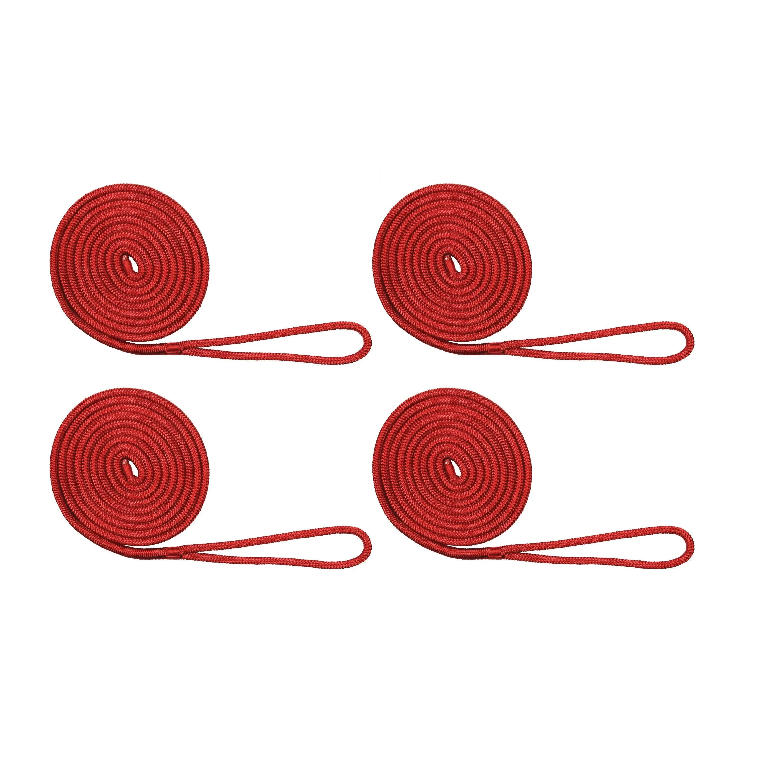 Extreme Max 3006.3008 BoatTector Double Braid Nylon Dock Line Value 4-Pack - 3/8&quot; x 15&#39;, Red