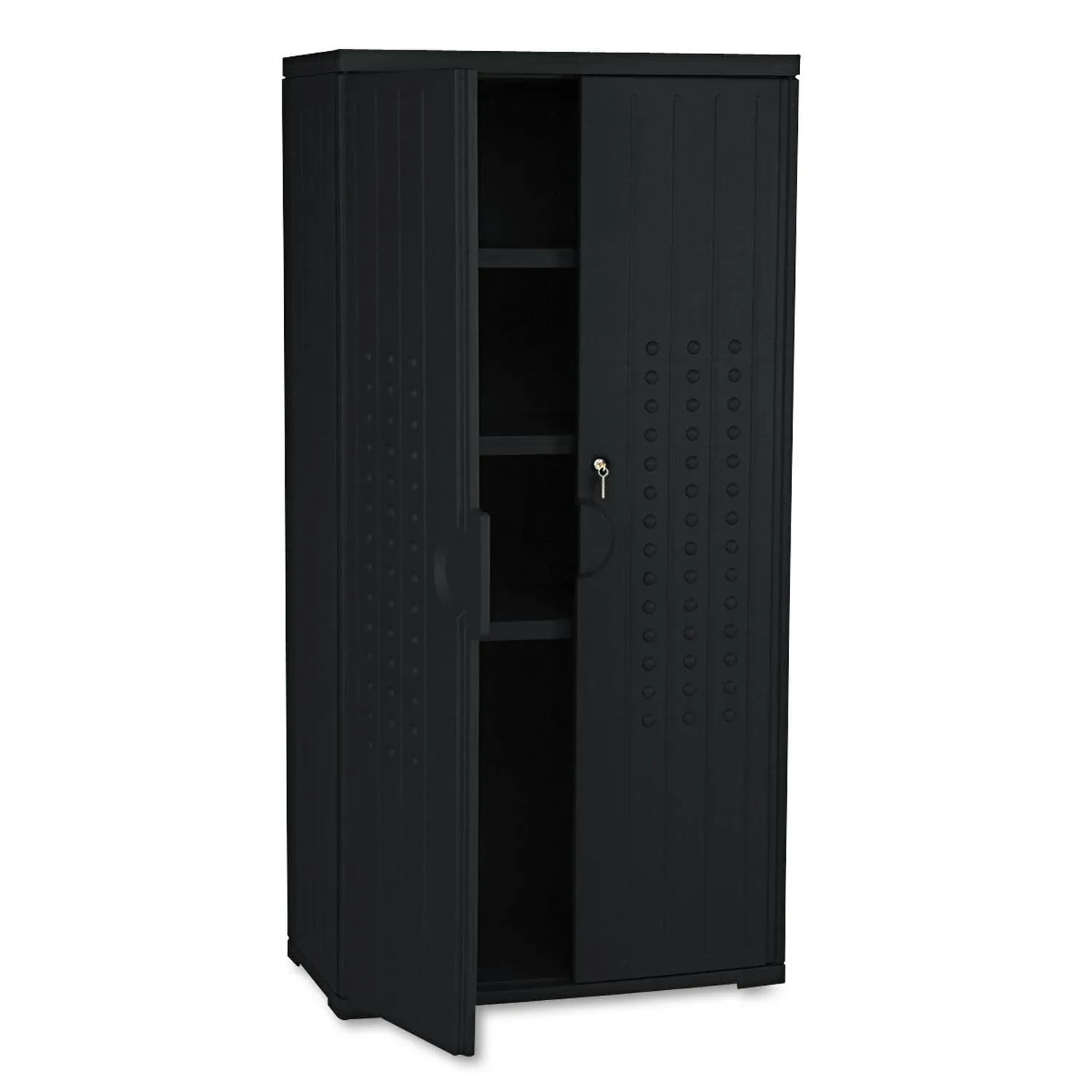 Iceberg® Officeworks® Polyethylene Storage Cabinet, Non-Assembled, 66Hx33Wx18D", Black