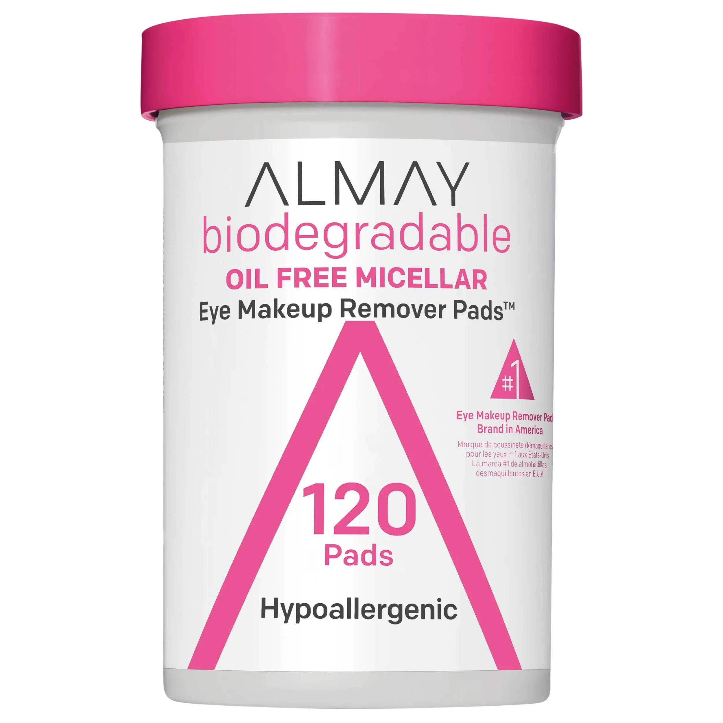 Almay Biodegradable Longwear & Waterproof Eye Makeup Remover Pads, Hypoallergenic, Cruelty Free, Fragrance Free Cleansing Wipes, 2 Pack