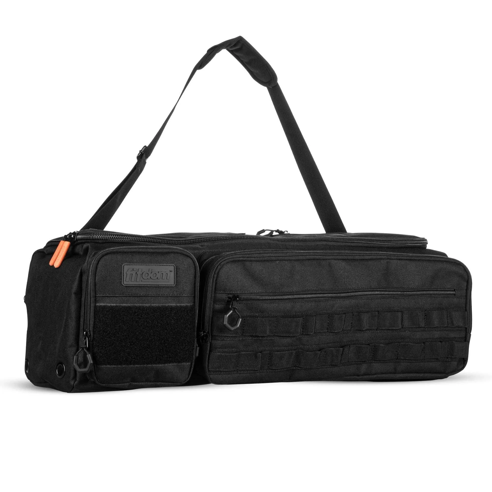 Fitdom Large Tactical Inspired Yoga Mat Carry Sling Bag with Multiple Pockets. Easy Access & Organizing Gym GEARS. Fits Thick & Thin Mat Sizes.