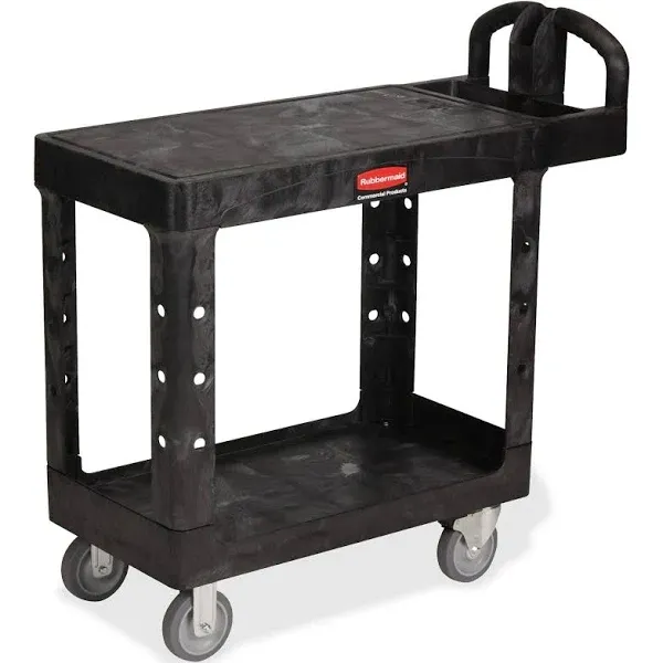 Rubbermaid Flat Shelf Utility Cart, Black