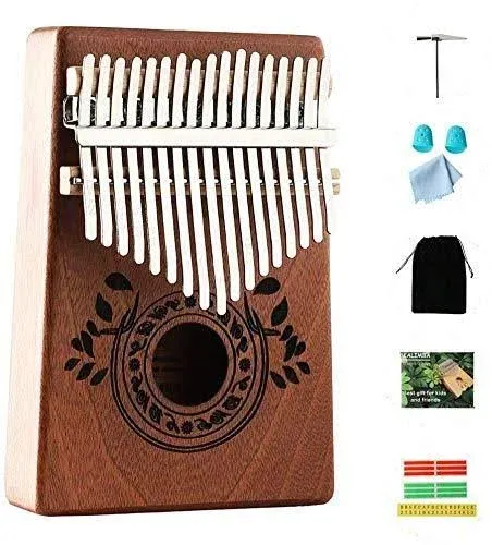 Thumb Piano Kalimba 17 Keys with Study Instruction and Tune Hammer,Portable Mbira Sanza Finger Piano, Gift for Kids Adult Beginners Music instrument love (High End 17 Key)