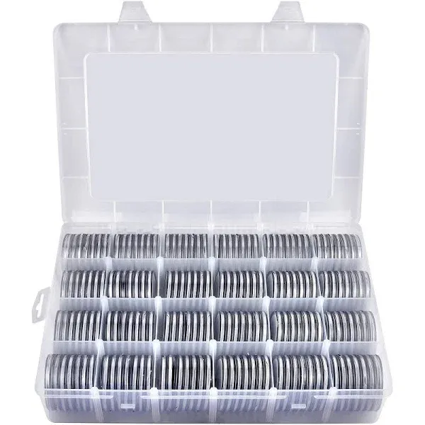 168 Pieces 46mm Coin Capsules with Foam Gasket and Plastic Storage Organizer NEW