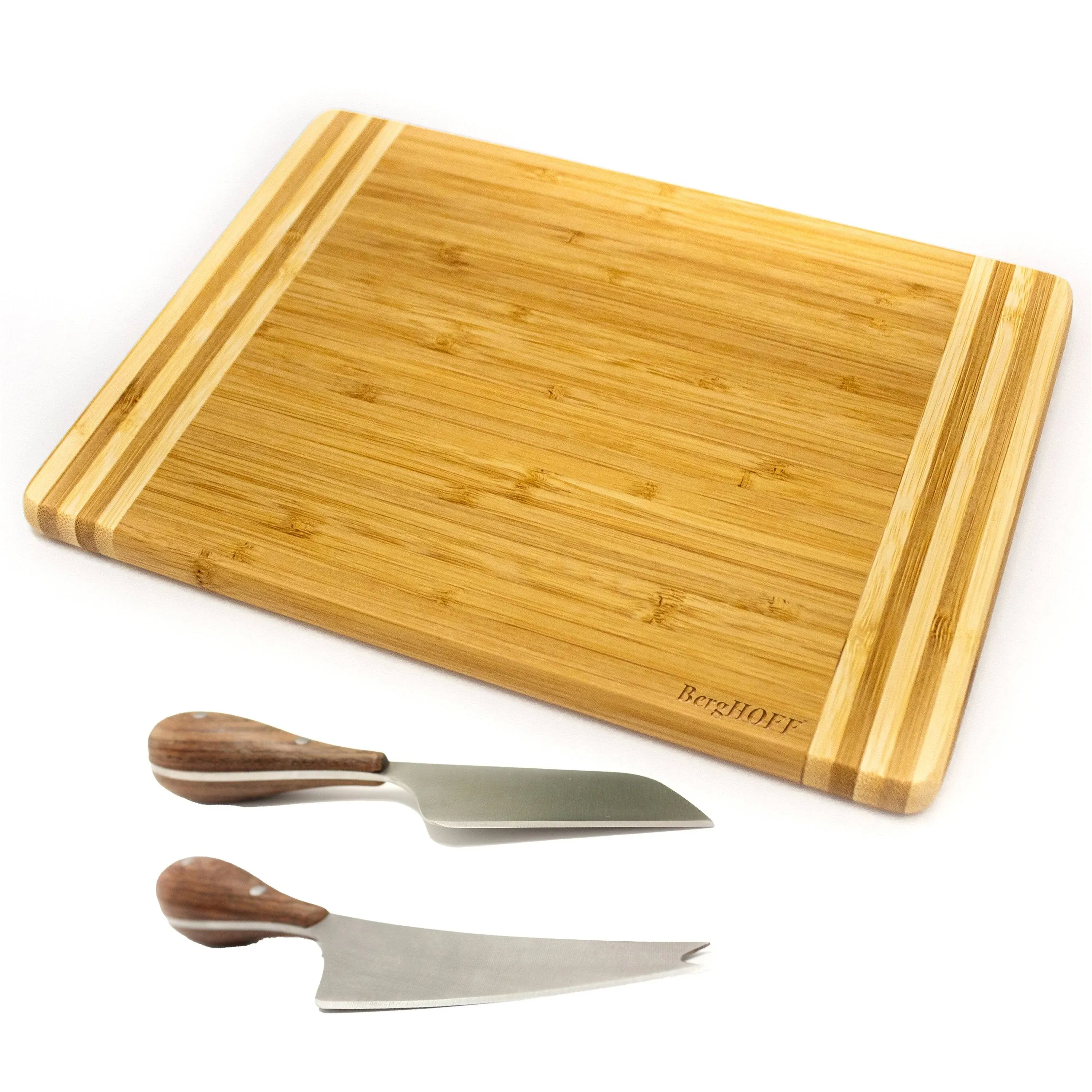 Bamboo 3 Piece Striped Board and Aaron Probyn Cheese Knives Set
      
          Bamboo 3 Piece Striped Board and Aaron Probyn Cheese Knives Set