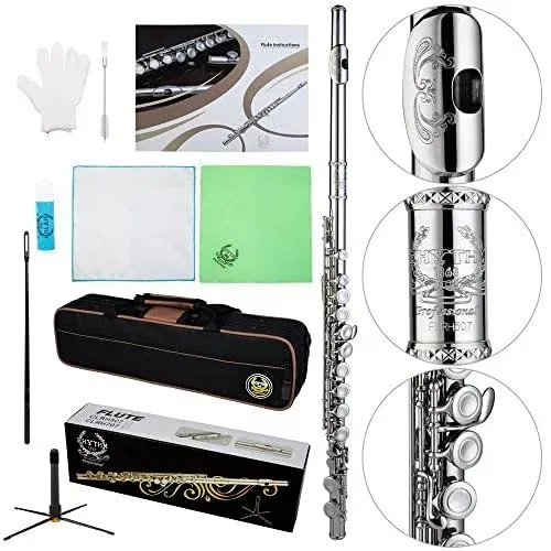 Rhythm C Flutes with Engraved Flower Closed Hole 16 Keys Flute for Student ...