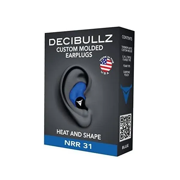 Decibullz - Custom Molded Earplugs, 31dB Highest NRR, Comfortable Hearing Protection for Shooting, Travel, Swimming, Work and Concerts