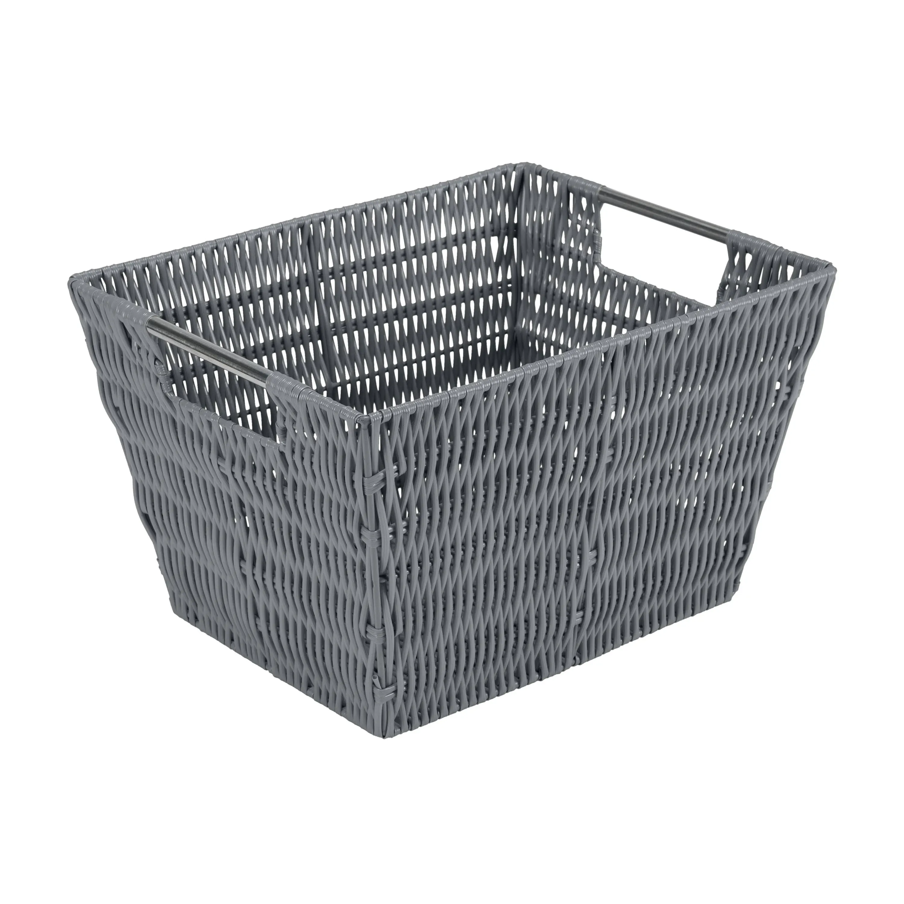 Simplify Medium Rattan Storage Tote Basket in Charcoal, Size: 12 inch x 10 inch x ...