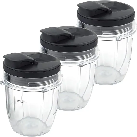 3 Pack 12 oz Cup with Spout Lid Replacement Part Compatible with Nutri Ninja Auto ...