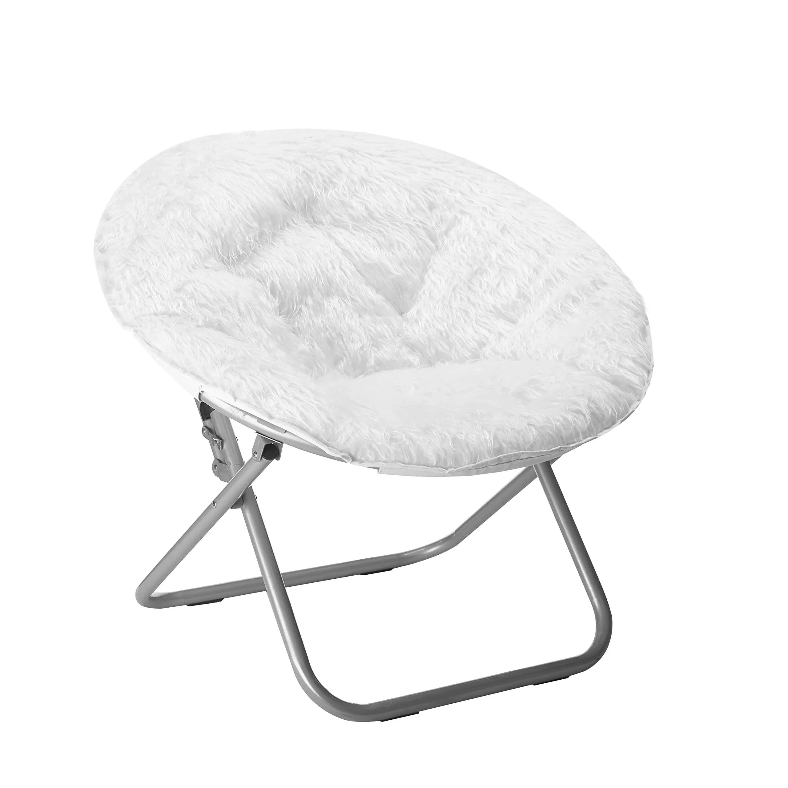 Urban Shop White Mongolian Saucer Chair, Silver