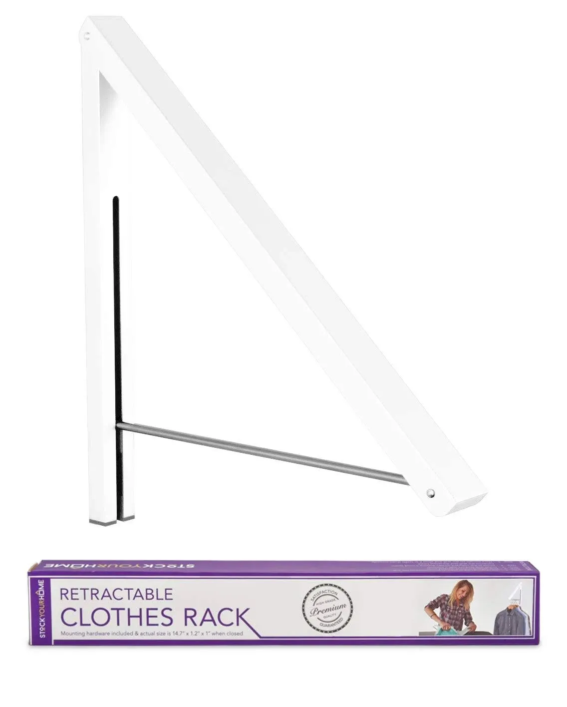 Single Foldable Clothing Rack, Wall-Mounted Retractable Clothes Hanger for