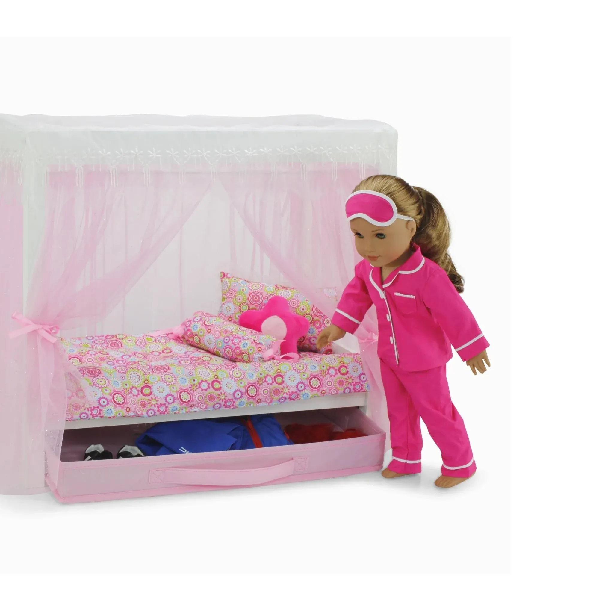 Emily Rose 18 Doll Canopy Bed with Bedding Set- 18 inch Doll Furniture for ...