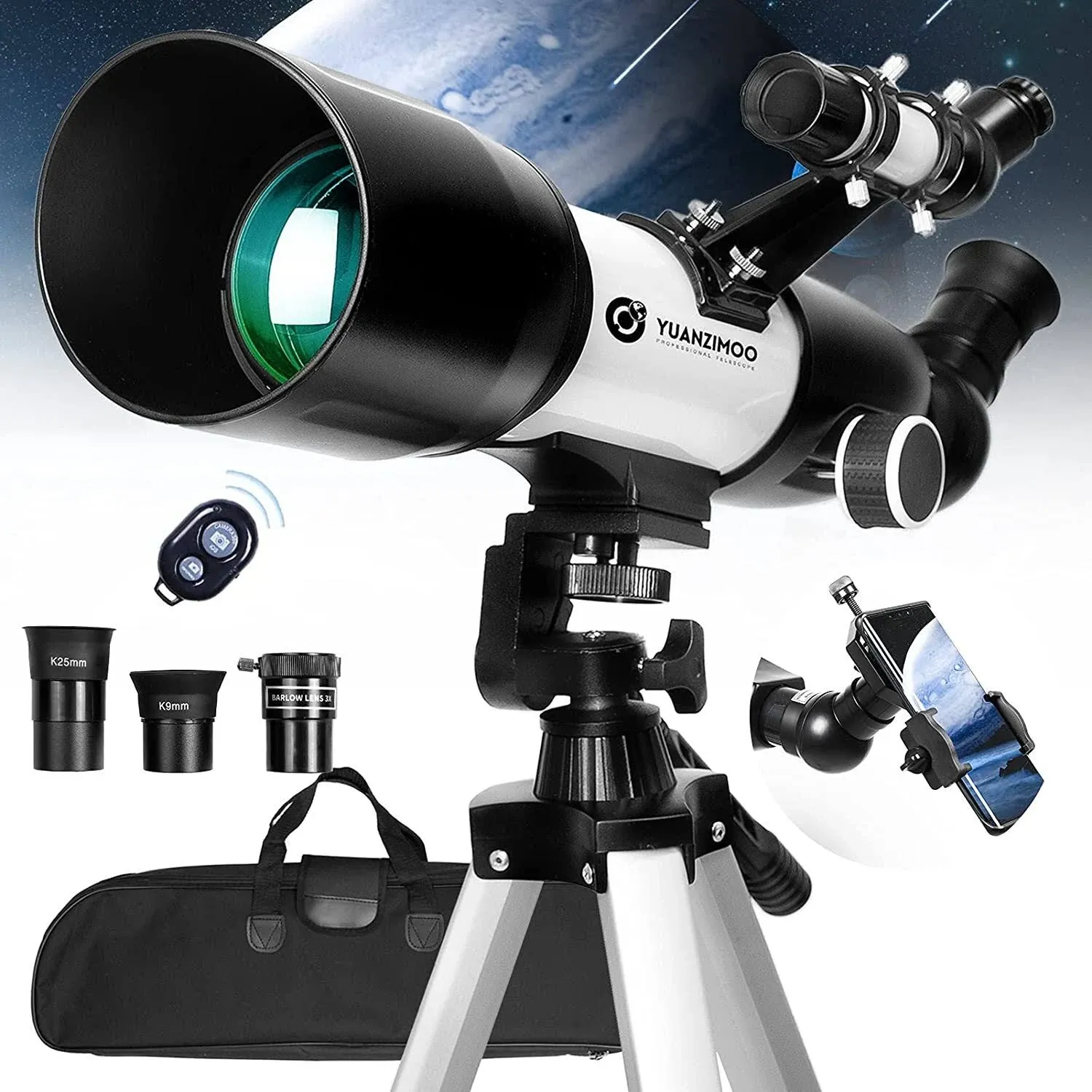 YUANZIMOO Telescope 70 mm Aperture 400 mm Refractor Astronomical Portable ...