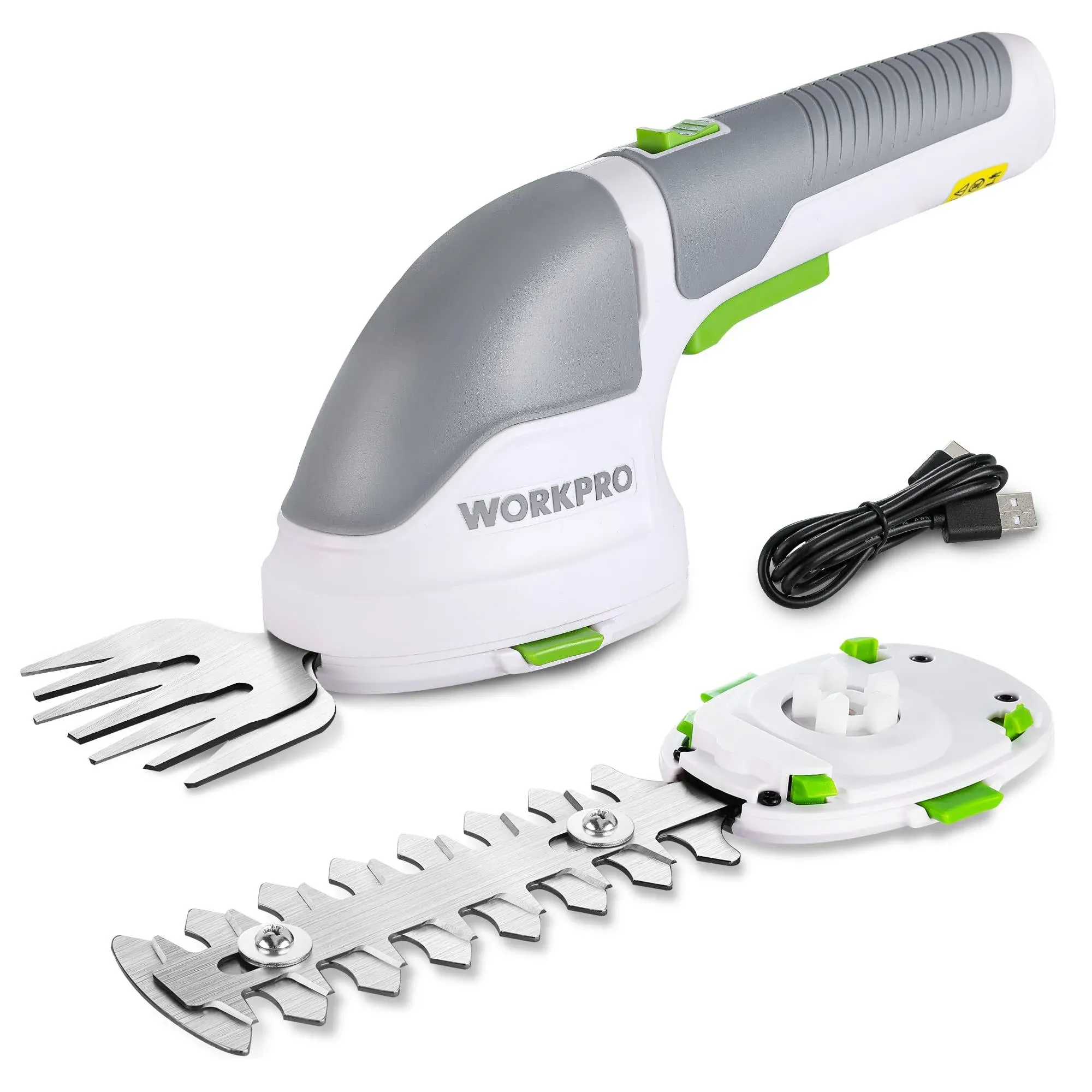 Cordless Grass Shear&amp;Shrub Trimmer:2in1,R<wbr/>echargeable Battery,Type-C Cable(White)