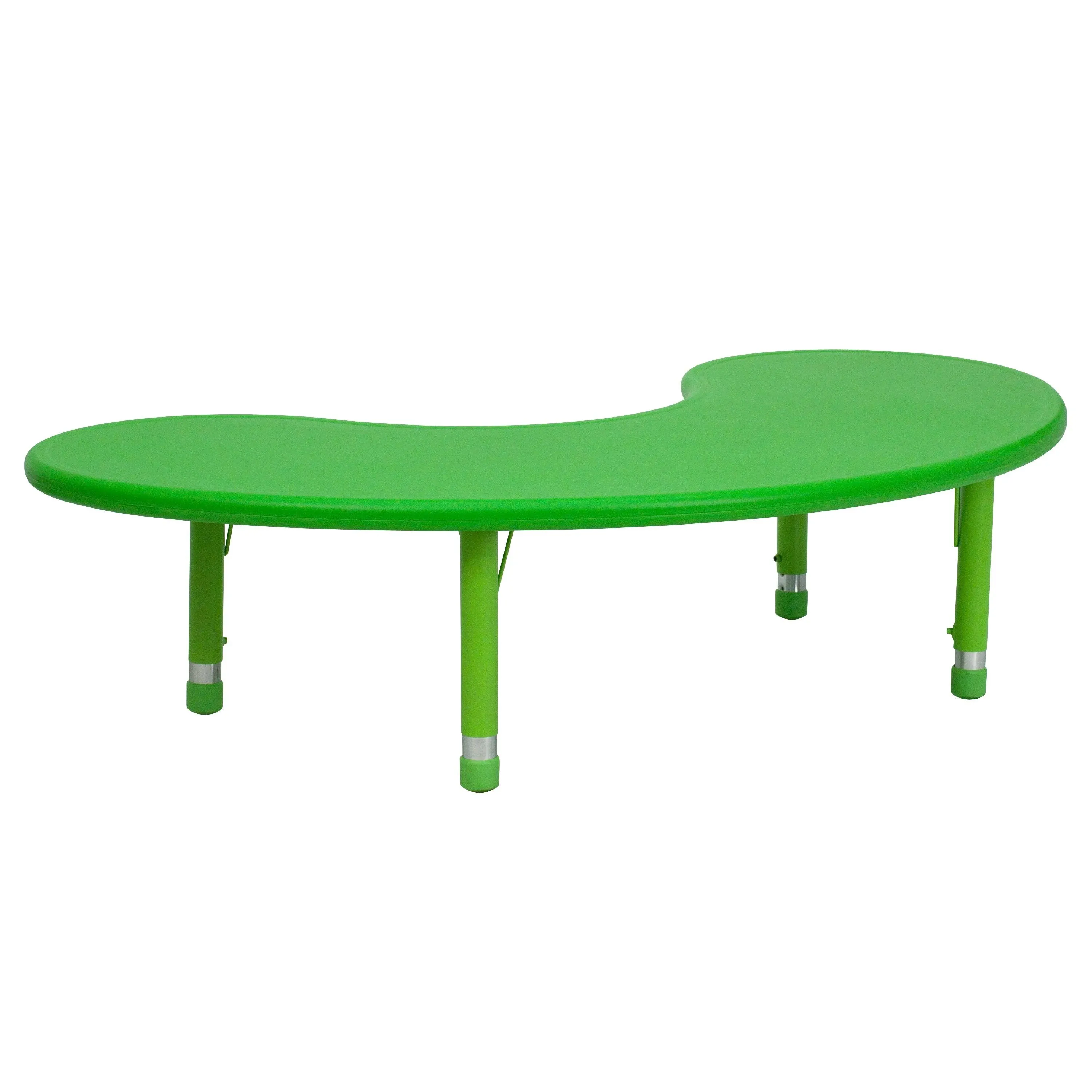 Flash Furniture 35''W x 65''L Half-Moon Green Plastic Height Adjustable Activity Table