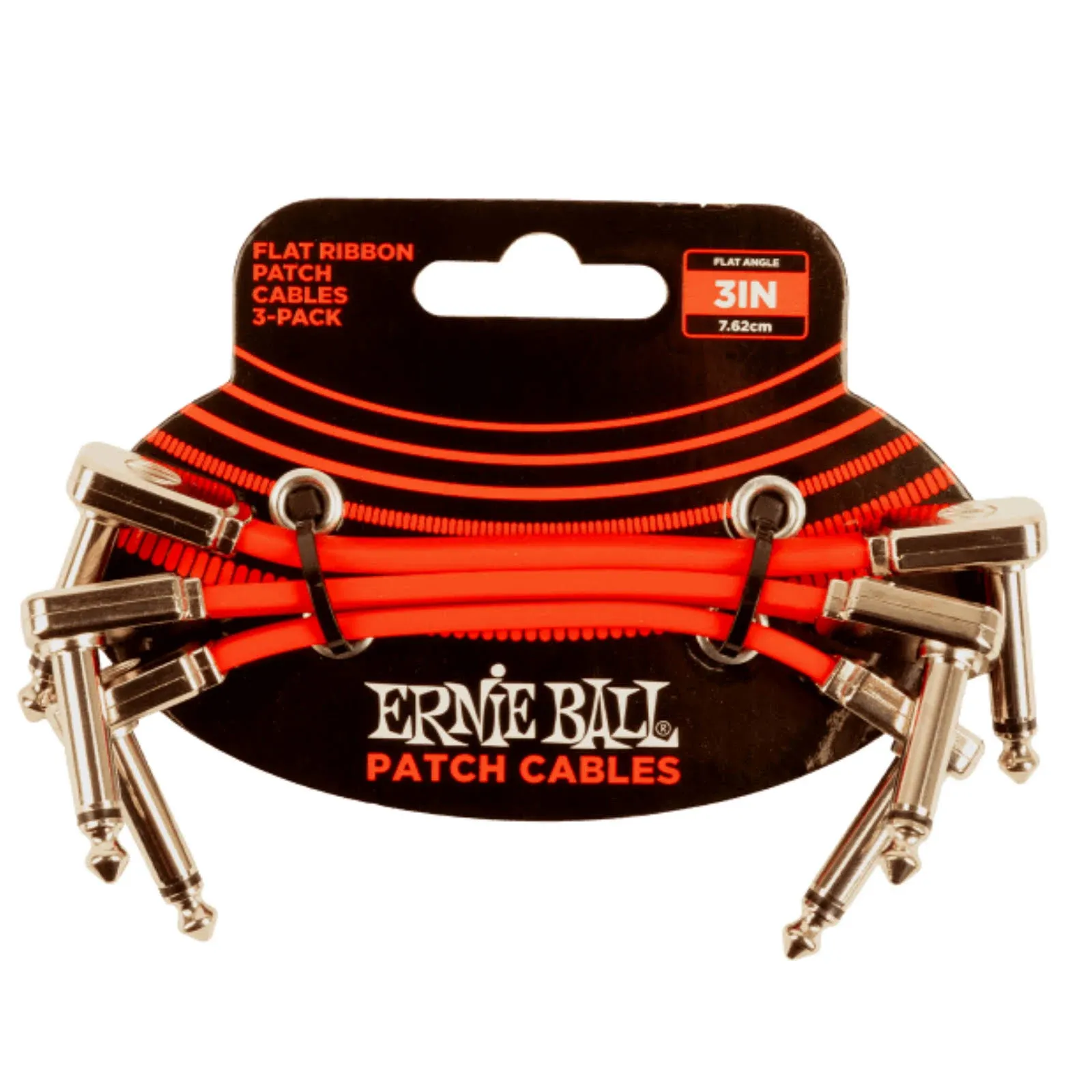 Ernie Ball 3&#034; Flat Ribbon Patch Cable Red 3 Pack