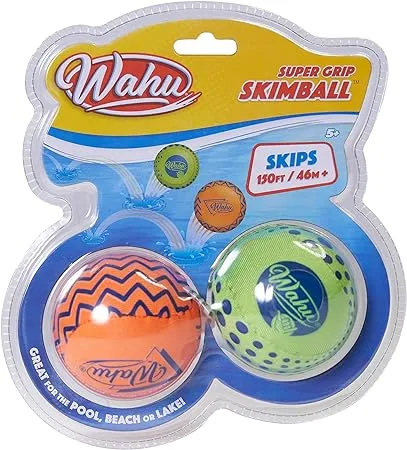 Wahu Super Grip Skimball 2-Pack Green/Orange - 100% Waterproof Ball Can Skip Over ...