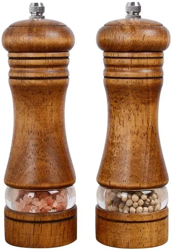 Wooden Salt and Pepper Refillable Grinder Set New in Box