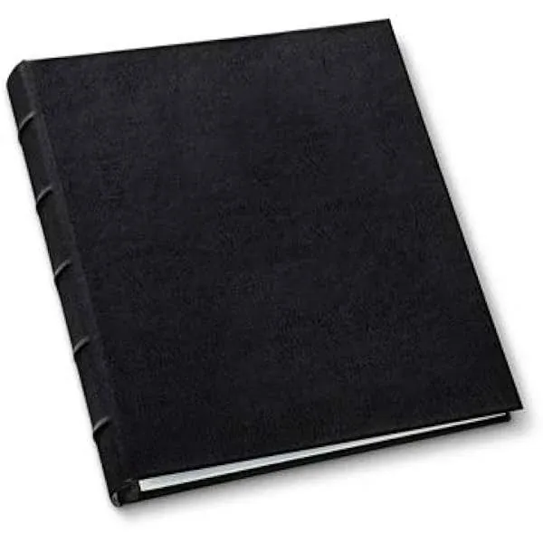 Gallery Leather 3 Ring Binder with Plastic Sleeves, Includes 10 Sheets, Sheet Size: 8.5" x 11" - Presentation Binder Rings with Hubbed Spine, Thick: 1.25" Freeport Black