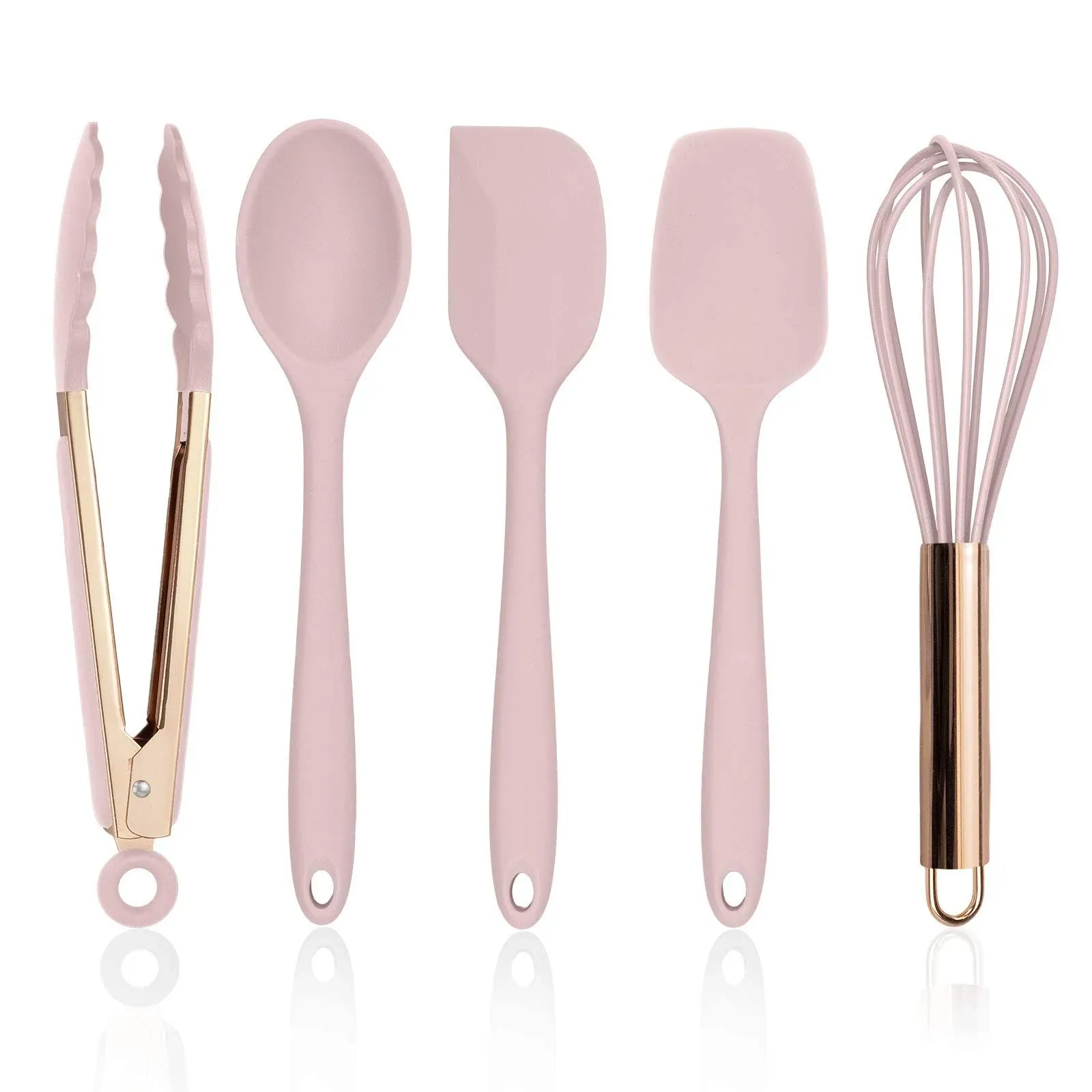 COOK WITH COLOR Silicone Cooking Utensils, Kitchen Utensil Set, Easy to Clean Silicone Kitchen Utensils, Cooking Utensils for Nonstick Cookware, Kitchen Gadgets Set, Standard, Pink