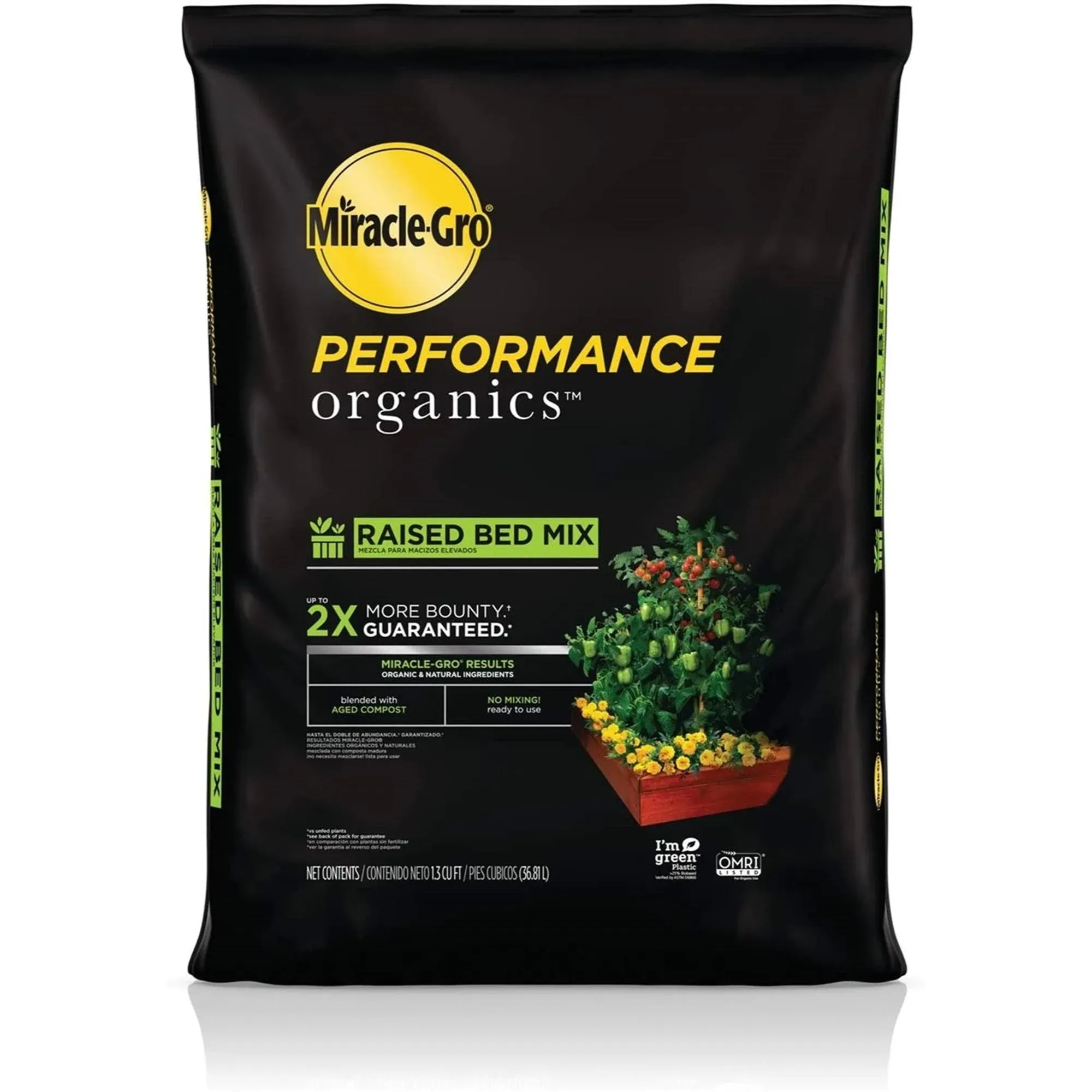 Miracle-Gro Performance Organics 43959430 Raised Bed Mix Bag, 1.3 cu-f