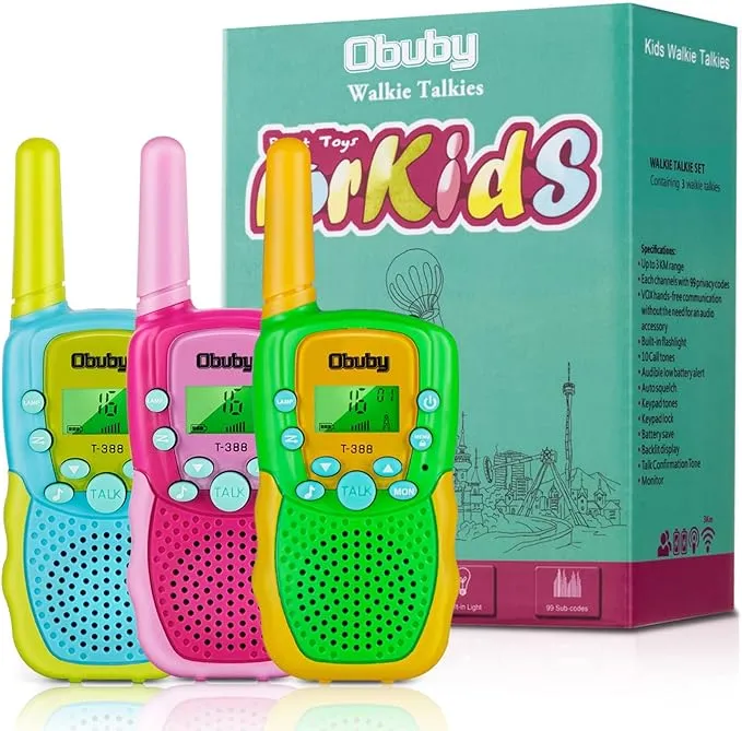 Obuby Toys for 3-12 Year Old Boys Walkie Talkies for Kids 22 Channels 2 Way Radio Gifts Toys with Backlit LCD Flashlight 3 KMs Range for Age 3 up Boy and Girls to Outside , Hiking, Camping