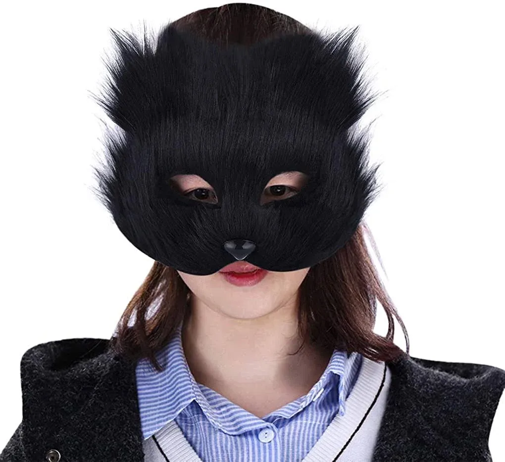 Mask Halloween Fox Mask Cosplay Costume Half Face Animal Furry Party Christmas Eye Cat Masks Easter Half-Face Masks