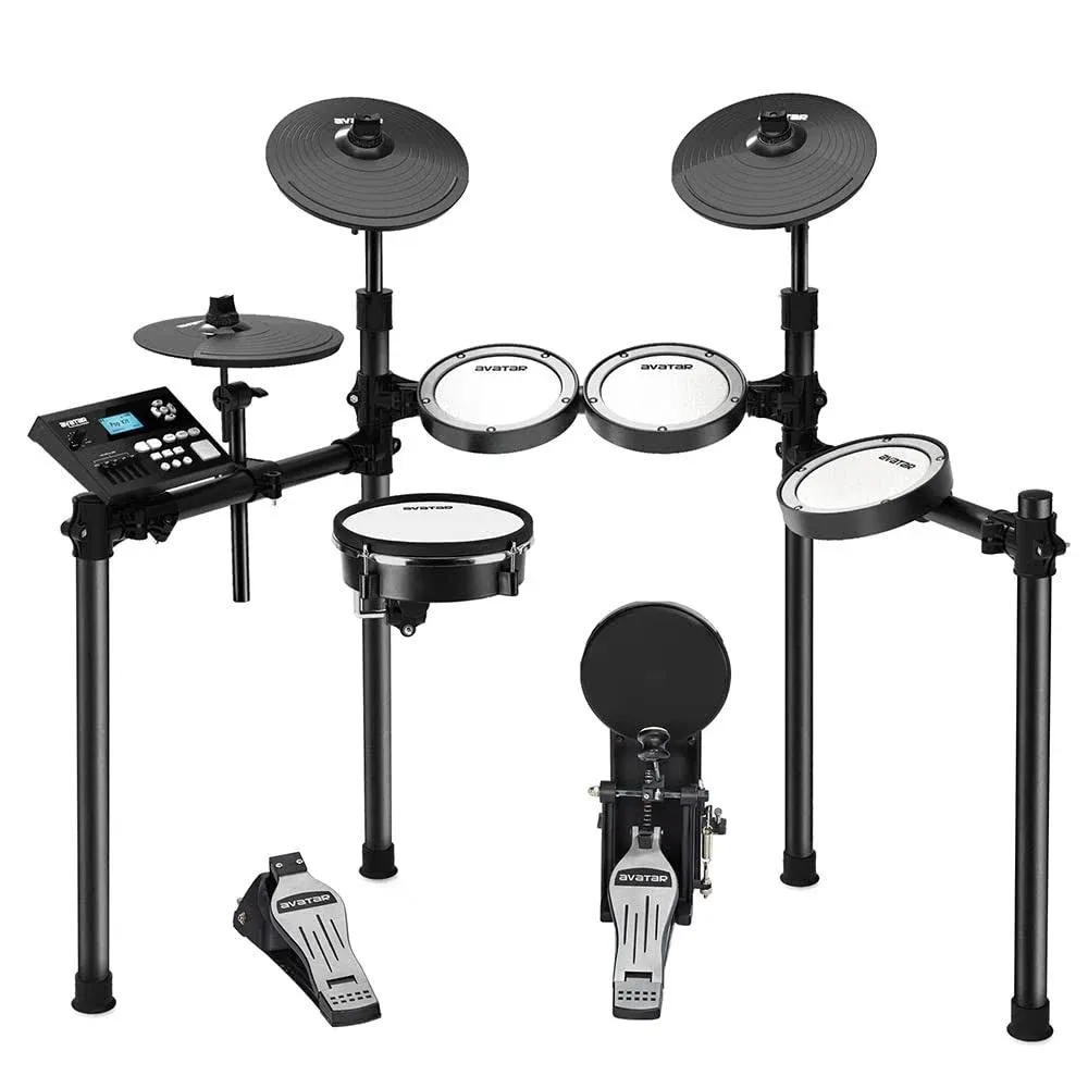 SD61-5 Professional Electric Drum Set Mesh Electronic Drum Kit with 447 Sounds, Dual-zone Snare, Cymbal With Choke, Kick Tower, Support to Add Extra Tom & Cymbal