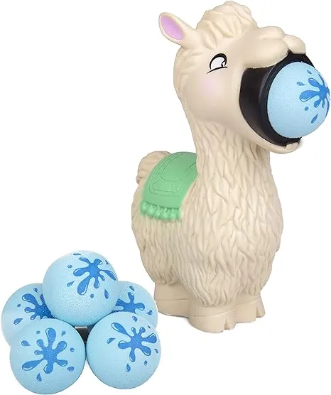 Hog Wild Llama Ball Popper Toy - Includes 4 Soft Foam Balls - Squeeze to Pop Air Powered Balls Up to 20 Feet - Launcher Safe for Indoor/Outdoor Play