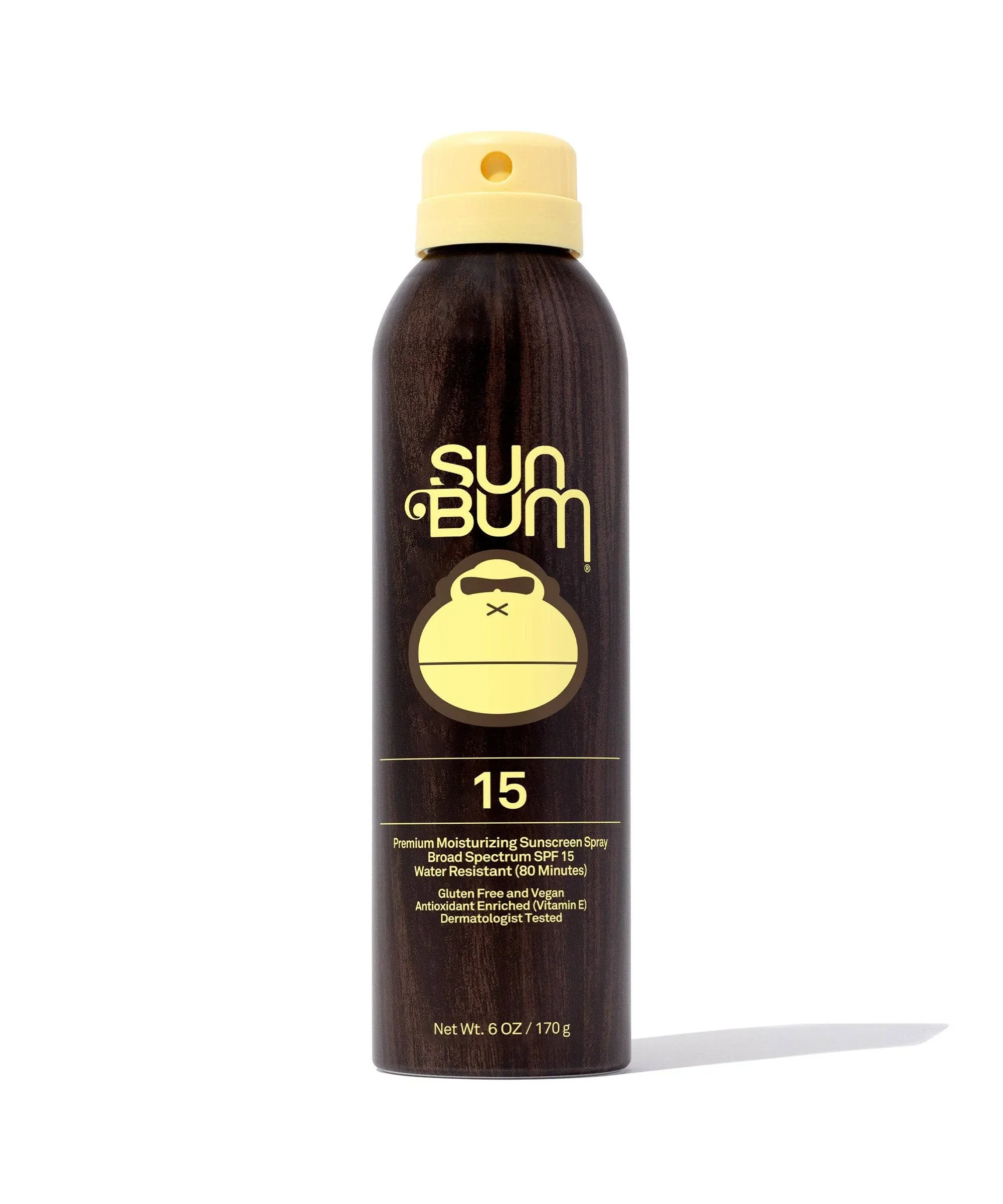 Sun Bum Original SPF 15 Sunscreen Spray |Vegan and Hawaii 104 Reef Act Compliant (Octinoxate & Oxybenzone Free) Broad Spectrum Moisturizing UVA/UVB Sunscreen with Vitamin E | 6 oz