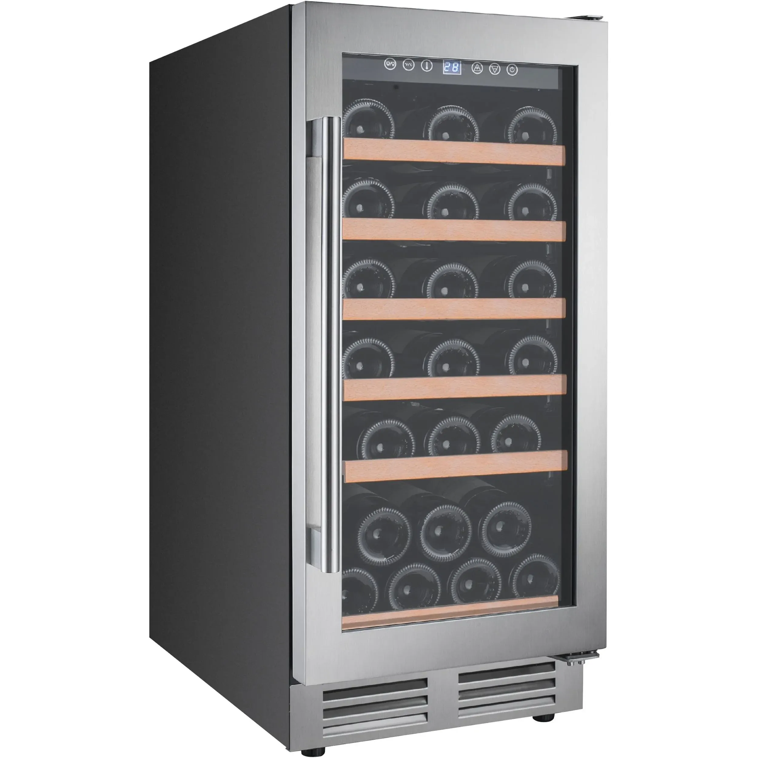 Avanti WCF281E3SS Wine Cooler Designer Series Freestanding or Built in Refrigerator, Holds Up to 28 Bottles, Stainless Steel Construction and LED Lighting