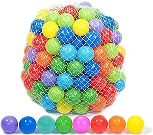 Playz Soft Plastic Mini Ball Pit Balls 50 Count - w/ 8 Vibrant Colors - Crush Proof, No Sharp Edges, Non Toxic, Phthalate & BPA Free for Baby Toddler Ball Pit, Play Tents & Tunnels Indoor & Outdoor