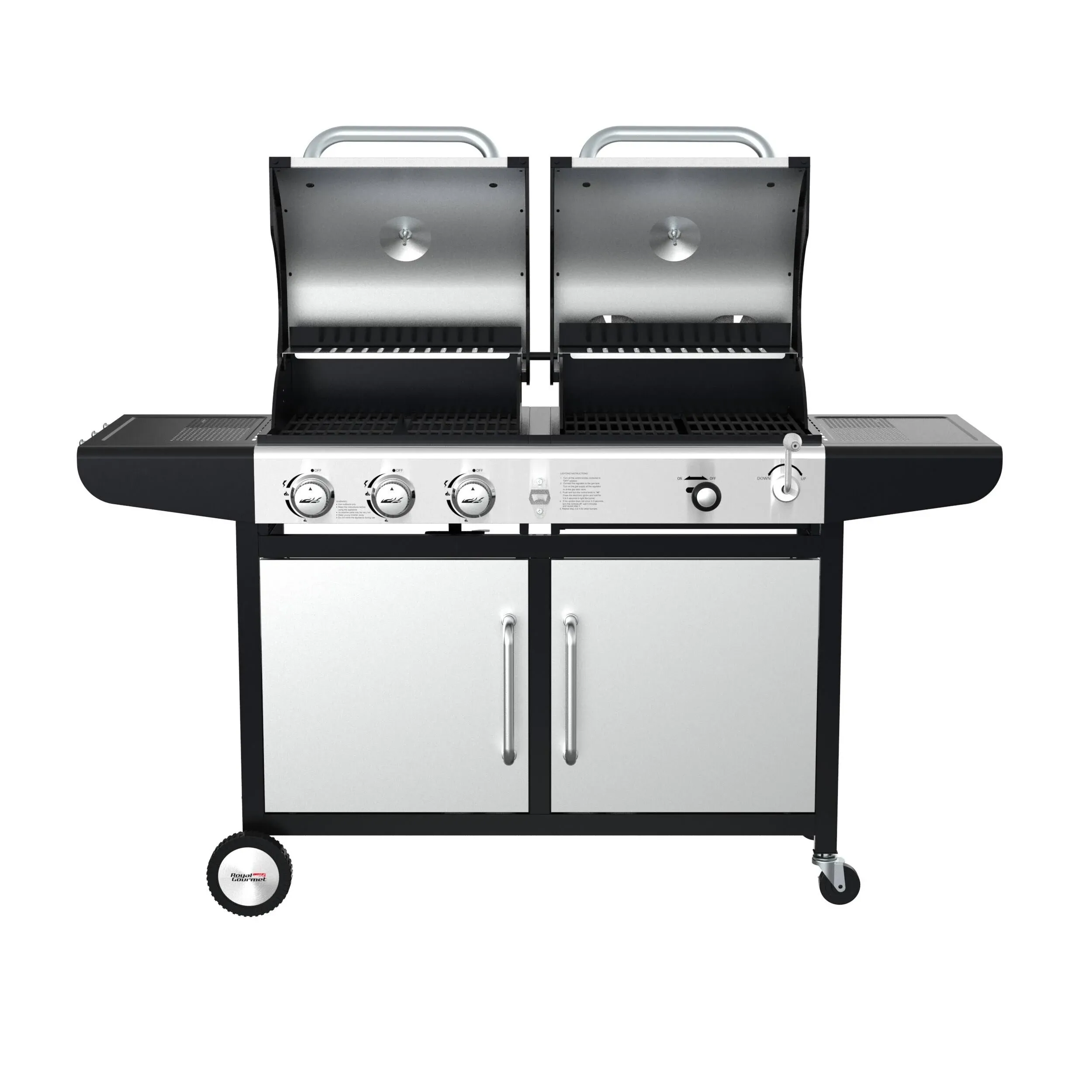 Royal Gourmet ZH3002SC 3-Burner 25,500-BTU Dual Fuel Cabinet Gas and Charcoal Grill Combo with Cover